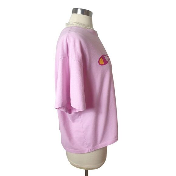 Champion Womens Plus Cropped Tee 2X Pink Short Sleeve Graphic Casual Relaxed Fit - Picture 3 of 7